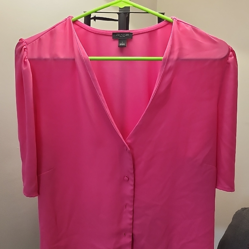 Ann Taylor Pink Button-Up Blouse